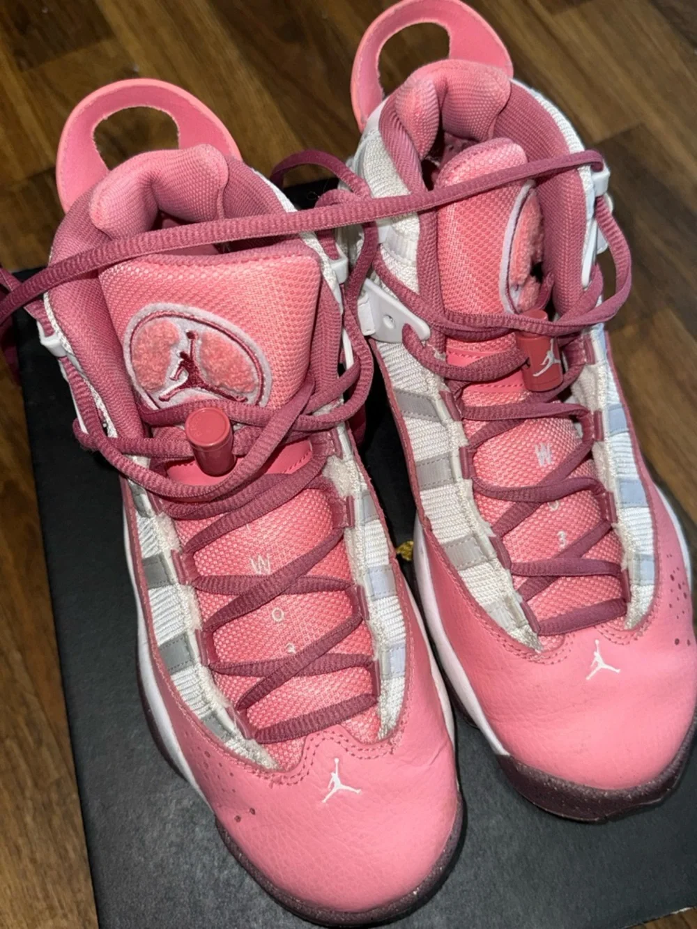 Nike Air Jordan 6 Rings GS Coral Chalk Desert Berry White Size 5Y Girls w/box - Picture 6 of 16